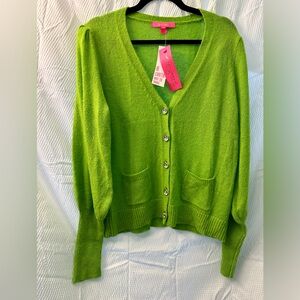 NWT Lilly Pulitzer bright green rhinestone sweater twin set size XL]